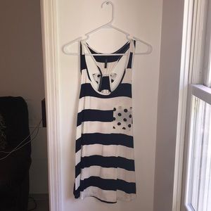 Navy and white striped tank